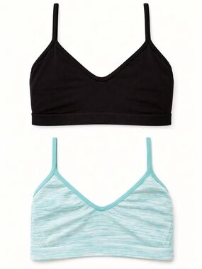 Justice Girls Training Bra Bundle Sz 30 (7/8) Black & Teal Soft Bras 2 Pack